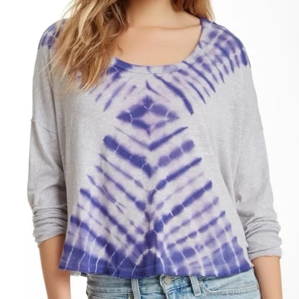 FREE PEOPLE We the free Sundown purple tie dye long sleeve Crewneck shirt